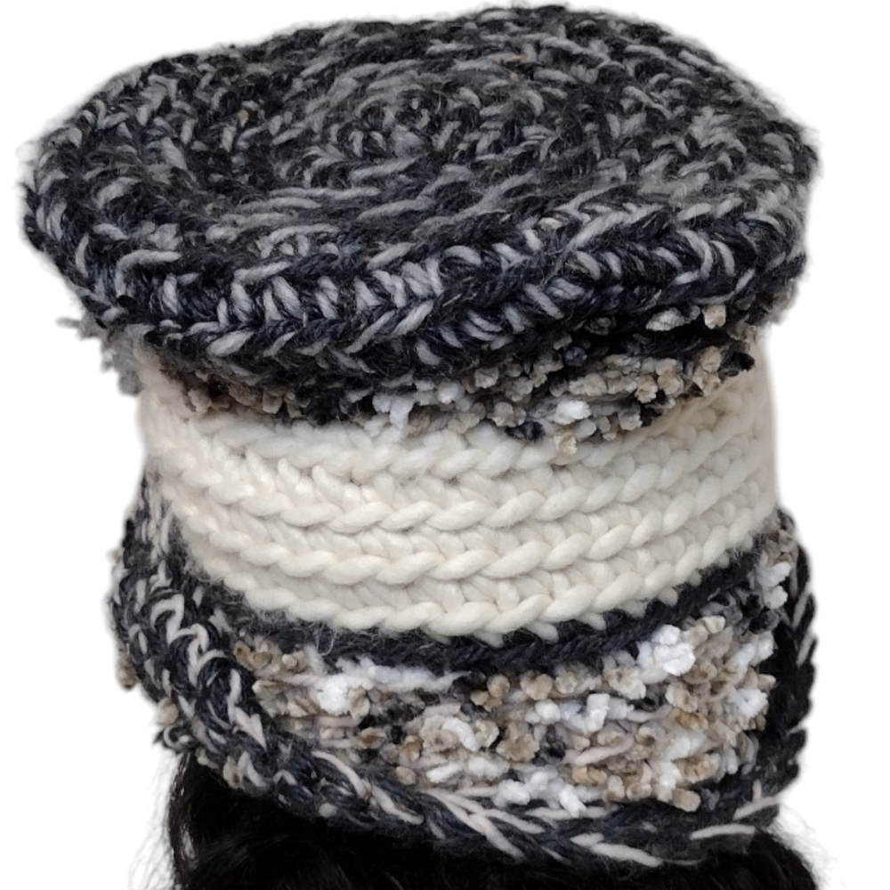Beret Slouchy top Boho Hat OOAK Handmade Crochet Free Hand Women's One Size - Picture 7 of 8